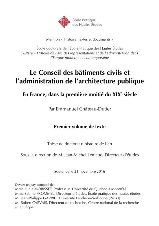 Le Conseil des bâtiments civils et l'administration de l'architecture publique